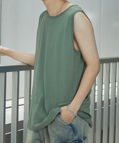 Anchor Smith(アンカー スミス)の「サイドスリットロングレイヤードタンクトップ(タンクトップ・メンズ・ブルー系/ライトグレー/ピンク系/アッシュグレー/ホワイト/ブラック/チャコールグレー/グレイッシュベージュ/グリーン系/バーガンディー/レッド系・M/L/S)」の12枚目の写真