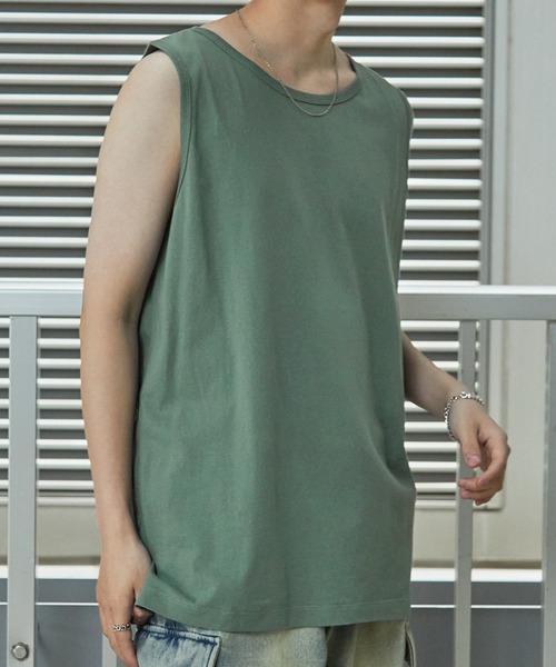 Anchor Smith(アンカー スミス)の「サイドスリットロングレイヤードタンクトップ(タンクトップ・メンズ・ブルー系/ライトグレー/ピンク系/アッシュグレー/ホワイト/ブラック/チャコールグレー/グレイッシュベージュ/グリーン系/バーガンディー/レッド系・M/L/S)」の13枚目の写真