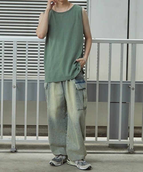 Anchor Smith(アンカー スミス)の「サイドスリットロングレイヤードタンクトップ(タンクトップ・メンズ・ブルー系/ライトグレー/ピンク系/アッシュグレー/ホワイト/ブラック/チャコールグレー/グレイッシュベージュ/グリーン系/バーガンディー/レッド系・M/L/S)」の15枚目の写真