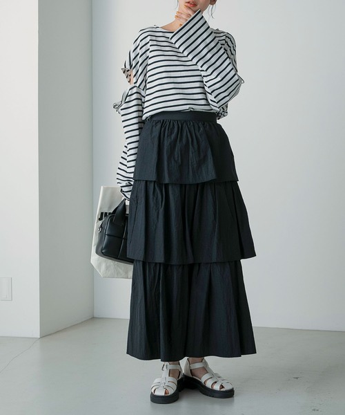 forksy.】ワッシャータフタティアードロングスカート forksy.│MONO  
