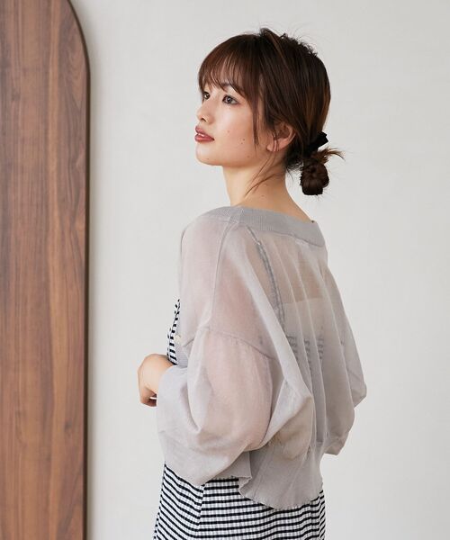 MAJESTIC LEGON(マジェスティックレゴン)の「シアーショートカーディガン(カーディガン/ボレロ・レディース・ブラック/オレンジ/アイボリー/レッド/ライトグレー・MEDIUM)」の18枚目の写真