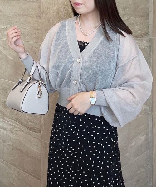 MAJESTIC LEGON(マジェスティックレゴン)の「シアーショートカーディガン(カーディガン/ボレロ・レディース・ブラック/オレンジ/アイボリー/レッド/ライトグレー・MEDIUM)」の22枚目の写真