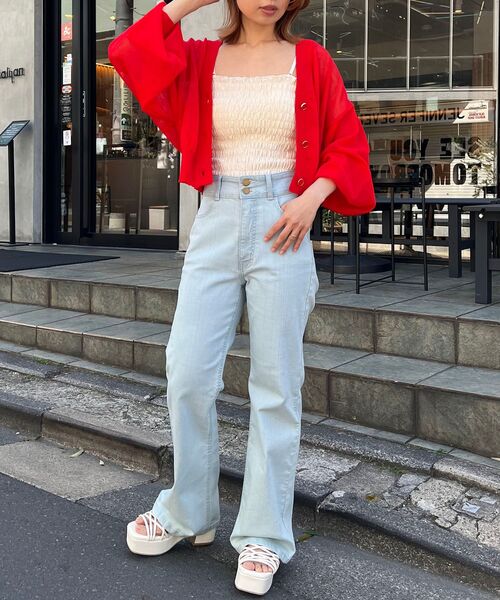 MAJESTIC LEGON(マジェスティックレゴン)の「シアーショートカーディガン(カーディガン/ボレロ・レディース・ブラック/オレンジ/アイボリー/レッド/ライトグレー・MEDIUM)」の19枚目の写真