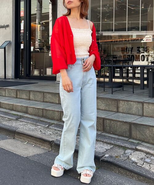 MAJESTIC LEGON(マジェスティックレゴン)の「シアーショートカーディガン(カーディガン/ボレロ・レディース・ブラック/オレンジ/アイボリー/レッド/ライトグレー・MEDIUM)」の16枚目の写真