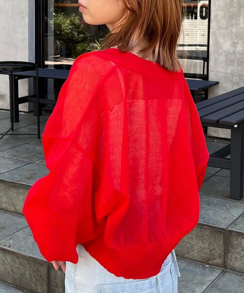 MAJESTIC LEGON(マジェスティックレゴン)の「シアーショートカーディガン(カーディガン/ボレロ・レディース・ブラック/オレンジ/アイボリー/レッド/ライトグレー・MEDIUM)」の20枚目の写真