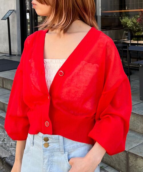 MAJESTIC LEGON(マジェスティックレゴン)の「シアーショートカーディガン(カーディガン/ボレロ・レディース・ブラック/オレンジ/アイボリー/レッド/ライトグレー・MEDIUM)」の17枚目の写真