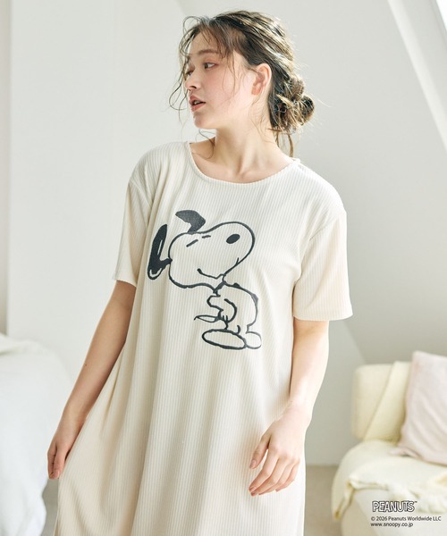 PEANUTS(ピーナッツ)の「【PEANUTS/ピーナッツ】SNOOPY/スヌーピーパイルリブワンピース/ルームウェア(ルームワンピース・レディース・アイボリー/グレー/ネイビー・LL/L/M)」の18枚目の写真