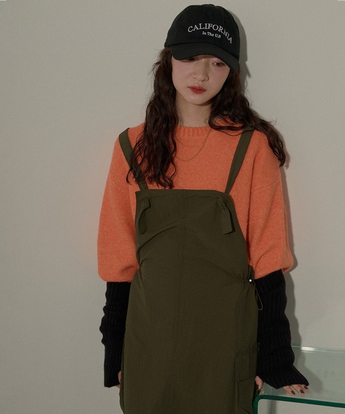 ECRIRE（エクリール）の「ミリタリーパラシュートジャンパースカート（ジャンパースカート・レディース・ブラック/カーキ・M）」の2枚目の写真