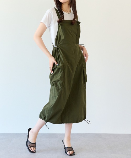 ECRIRE（エクリール）の「ミリタリーパラシュートジャンパースカート（ジャンパースカート・レディース・ブラック/カーキ・M）」の22枚目の写真