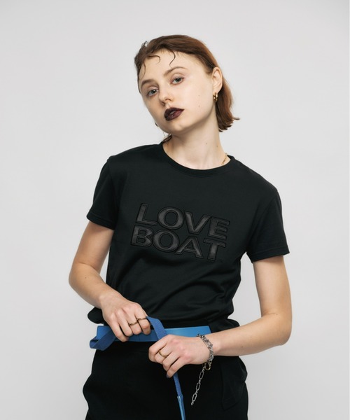 led.tokyo（レッドトウキョウ）の「【led.tokyo】LOVE BOAT/ラブボート アシンメトリースリットTシャツ（Tシャツ/カットソー・レディース・ホワイト/ブラック・FREE）」の3枚目の写真