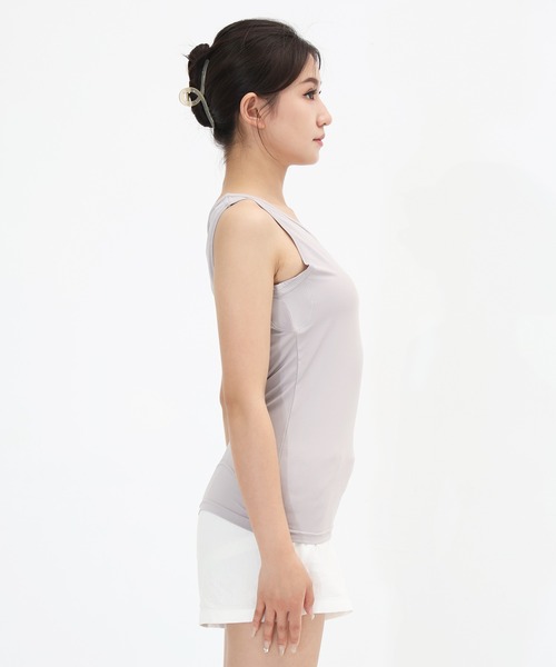 Esime(エシミー)の「【同色2枚セット】冷感/吸水速乾/抗菌防臭 インナータンクトップ(タンクトップ・レディース・グレイッシュベージュ/ブラック/ホワイト・S/M/L/LL)」の14枚目の写真