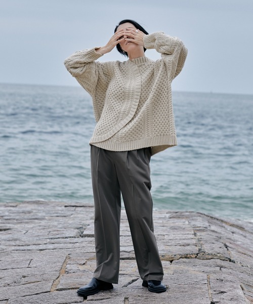 ラインゥ゙ァンド　厚地セーター　モカ茶 ラインゥ゙ァンド 厚地セーター モカ茶