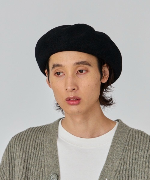 OVERRIDE(オーバーライド)の「OVERRIDE EX FINE LAMBS TAM BERET / オーバーライド(ハンチング/ベレー帽・メンズ・ブラック/グレー/ブルー・57~59cm)」の4枚目の写真