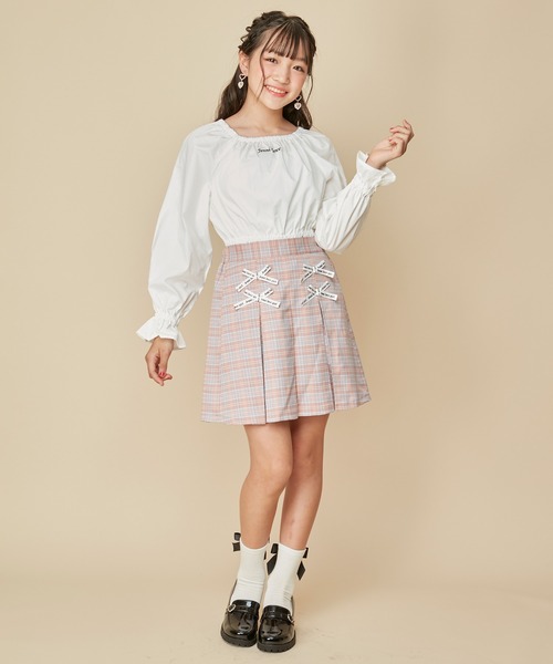 JENNI love(ジェニィラブ)の「取り外しフリルカラートップス(Tシャツ/カットソー・キッズ・ピンク/サックスブルー/オフホワイト・130cm/140cm/150cm/160cm)」の5枚目の写真