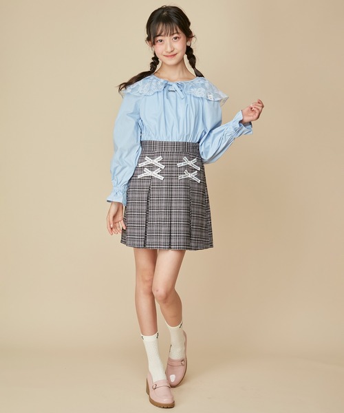 JENNI love(ジェニィラブ)の「取り外しフリルカラートップス(Tシャツ/カットソー・キッズ・ピンク/サックスブルー/オフホワイト・130cm/140cm/150cm/160cm)」の6枚目の写真