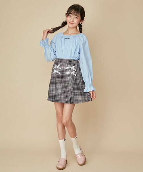 JENNI love(ジェニィラブ)の「取り外しフリルカラートップス(Tシャツ/カットソー・キッズ・ピンク/サックスブルー/オフホワイト・130cm/140cm/150cm/160cm)」の8枚目の写真