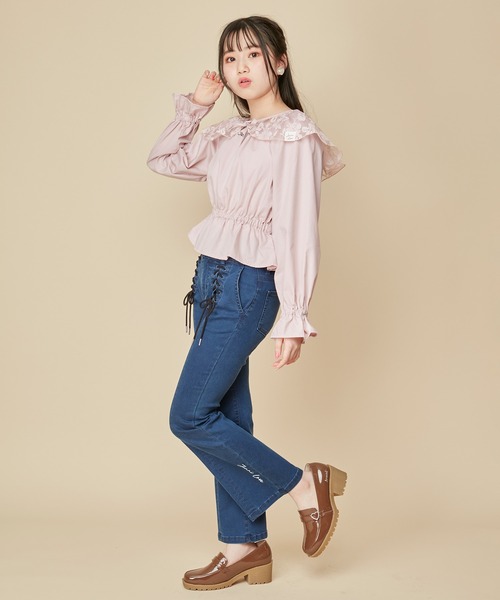 JENNI love(ジェニィラブ)の「取り外しフリルカラートップス(Tシャツ/カットソー・キッズ・ピンク/サックスブルー/オフホワイト・130cm/140cm/150cm/160cm)」の15枚目の写真