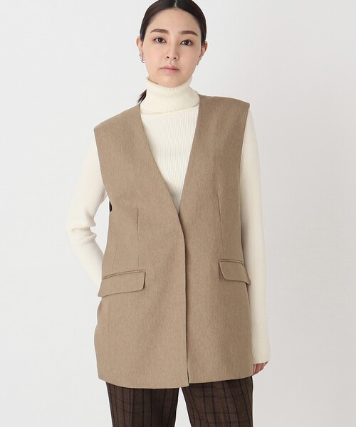 THE SHOP TK (ザ ショップ ティーケー )の「◆【セットアップ可】ウール調ノーカラージレ/手洗い可(ベスト・レディース・ベージュ/チャコールグレー・99)」の6枚目の写真