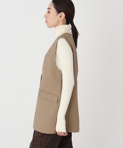 THE SHOP TK (ザ ショップ ティーケー )の「◆【セットアップ可】ウール調ノーカラージレ/手洗い可(ベスト・レディース・ベージュ/チャコールグレー・99)」の7枚目の写真