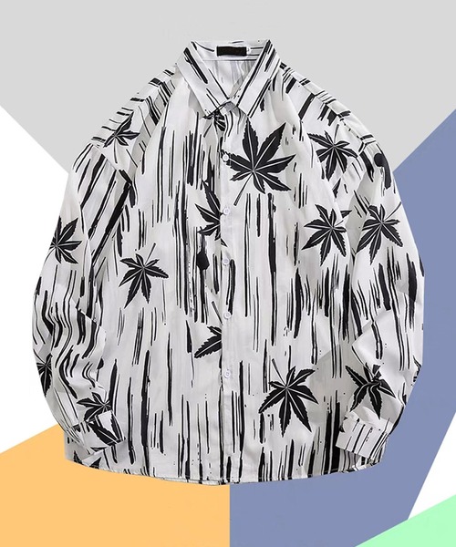 BENDER TOKYO（ベンダートウキョウ）の「【BENDER TOKYO】レトロ 総柄プリント レギュラーカラーシャツ 長袖 柄シャツ［薄手生地］（シャツ/ブラウス・メンズ・ピンク/ブラック系その他4/ホワイト系その他4/ナチュラル/ダークグレー/チェック/ホワイト×ブラウン/ミント/ネイビー×ホワイト/その他4/ブラック×パープル/ベージュ/その他3/アニマル/ブラック×ブルー/ブラウン/ブラック系その他3/ホワイト系その他5/ブラック/ホワイト×イエロー/グリーン/ホワイト系その他2/チャコールグレー/ゼブラ/アイボリー系3/ホワイト×ブラック/オフホワイト/ブラック系その他/アイボリー/ブラック×ベージュ/ホワイト×レッド/レッド/ブルー/ベージュ系その他/ブラック系その他2/アイボリー系2/ホワイト/ブラック系その他5/ライトブラック/その他2/ブラウン系その他/ブラック×レッド/その他1/ブラック系1/その他/ライトベージュ/ブラック系2/ブラック×ホワイト/ブラック×グレー/アイボリー系1/ホワイト系その他7/ライトブルー/ブラック系その他6/ブラック系その他7/ブラック系/ホワイト系その他6/アイボリー系/ライトオリーブ/マルチ/サックスブルー/ホワイト系その他/ホワイト×グレー/ホワイト系その他3/ブラック系3/ホワイト系/ホワイト系1/その他5/ブラック系4/ブラック系8/その他6/ブラック系6/ブラック系9/ブラック系7・XL/L/2XL/M/3XL/S）」の12枚目の写真