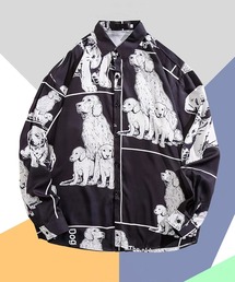 BENDER TOKYO | 【BENDER TOKYO】ルーズシルエット レトロ 総柄プリント レギュラーカラーシャツ 長袖 柄シャツ(シャツ/ブラウス)