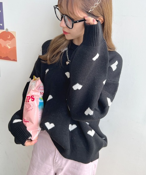 Futier land(フューティアランド)の「ハート柄ニットプルオーバー(ニット/セーター・レディース・アイボリー/ブラック・FREE)」の17枚目の写真