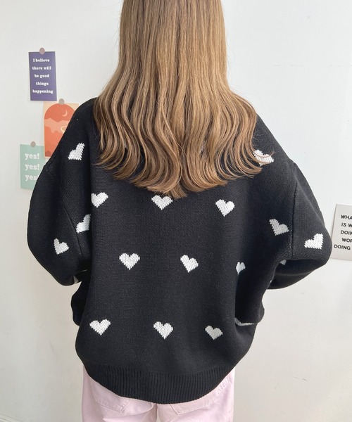 Futier land(フューティアランド)の「ハート柄ニットプルオーバー(ニット/セーター・レディース・アイボリー/ブラック・FREE)」の19枚目の写真