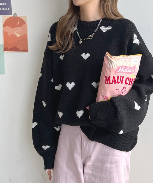 Futier land(フューティアランド)の「ハート柄ニットプルオーバー(ニット/セーター・レディース・アイボリー/ブラック・FREE)」の20枚目の写真