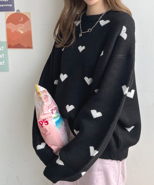 Futier land(フューティアランド)の「ハート柄ニットプルオーバー(ニット/セーター・レディース・アイボリー/ブラック・FREE)」の21枚目の写真