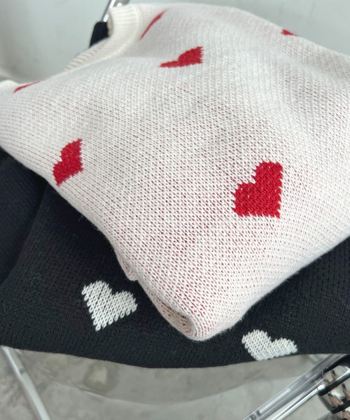 Futier land(フューティアランド)の「ハート柄ニットプルオーバー(ニット/セーター・レディース・アイボリー/ブラック・FREE)」の8枚目の写真