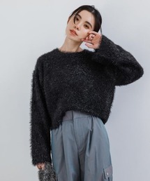 JEANASIS | グリッターフィルムラメショートプルオーバー/986340(ニット/セーター)