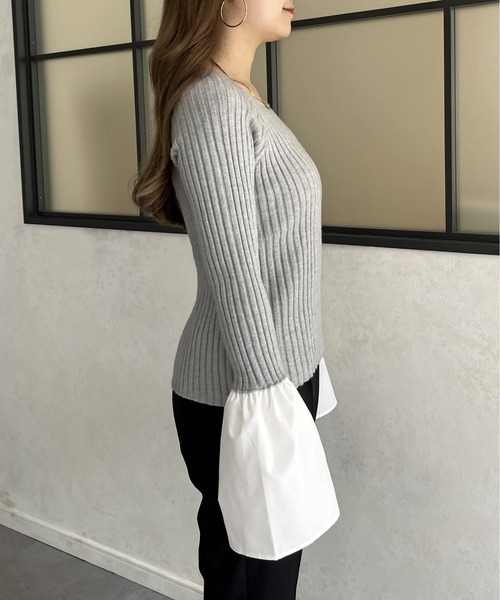 prose verse（プロズヴェール）の「フレアスリーブボートネックリブニット（ニット/セーター・レディース・ネイビー/グレー/ブラック/アイボリー・MEDIUM）」の8枚目の写真