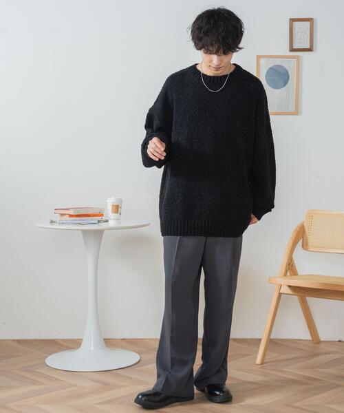 WEGO（ウィゴー）の「WEGO/ブークレプルオーバー（ニット/セーター・メンズ・ブラック/ベージュ・LARGE/MEDIUM）」の4枚目の写真