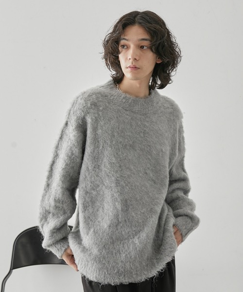 JUNRED（ジュンレッド）の「シャギーモックネックニットPO（ニット/セーター・メンズ・ホワイト/ダークブラウン/ライトグレー・L/LL/M）」の4枚目の写真