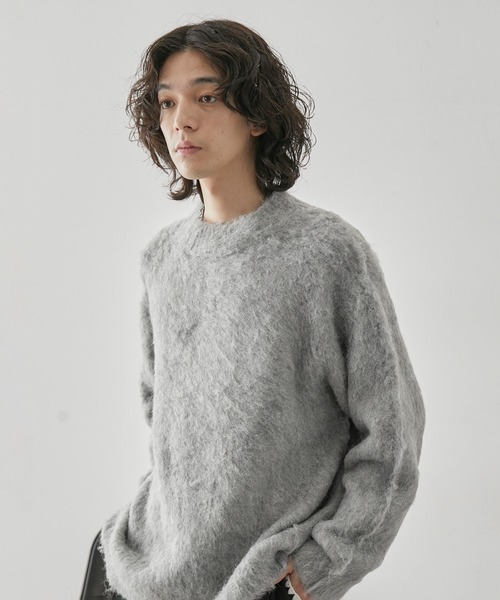 JUNRED（ジュンレッド）の「シャギーモックネックニットPO（ニット/セーター・メンズ・ホワイト/ダークブラウン/ライトグレー・L/LL/M）」の5枚目の写真