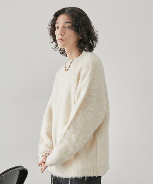 JUNRED（ジュンレッド）の「シャギーモックネックニットPO（ニット/セーター・メンズ・ホワイト/ダークブラウン/ライトグレー・L/LL/M）」の6枚目の写真