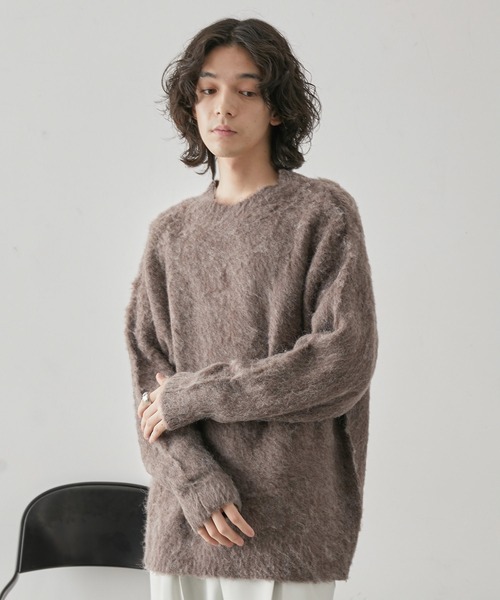 JUNRED（ジュンレッド）の「シャギーモックネックニットPO（ニット/セーター・メンズ・ホワイト/ダークブラウン/ライトグレー・L/LL/M）」の10枚目の写真