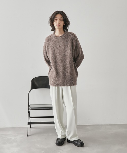 JUNRED（ジュンレッド）の「シャギーモックネックニットPO（ニット/セーター・メンズ・ホワイト/ダークブラウン/ライトグレー・L/LL/M）」の14枚目の写真