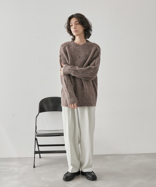 JUNRED（ジュンレッド）の「シャギーモックネックニットPO（ニット/セーター・メンズ・ホワイト/ダークブラウン/ライトグレー・L/LL/M）」の15枚目の写真