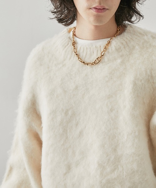 JUNRED（ジュンレッド）の「シャギーモックネックニットPO（ニット/セーター・メンズ・ホワイト/ダークブラウン/ライトグレー・L/LL/M）」の18枚目の写真