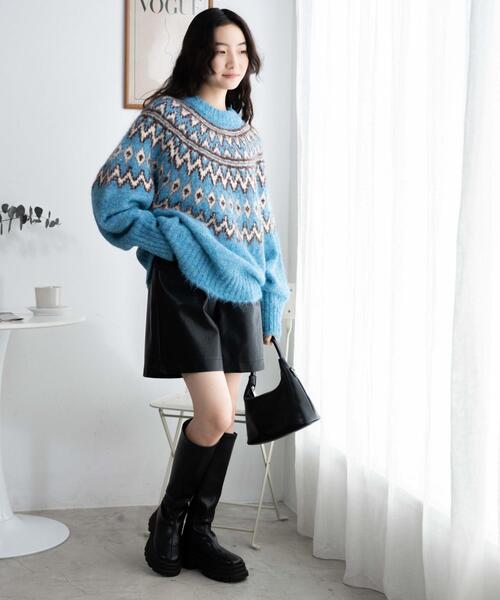 WEGO（ウィゴー）の「WEGO/フェアアイルニットプルオーバー（ニット/セーター・レディース・ブルー/アイボリー・FREE）」の22枚目の写真