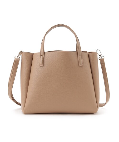 SHOO・LA・RUE（シューラルー）の「◆【通勤/セレモニー/2WAY】一枚革風ミドルトートバッグ（トートバッグ・レディース・グレー系4/ブラック/ブラウン系・00）」の3枚目の写真