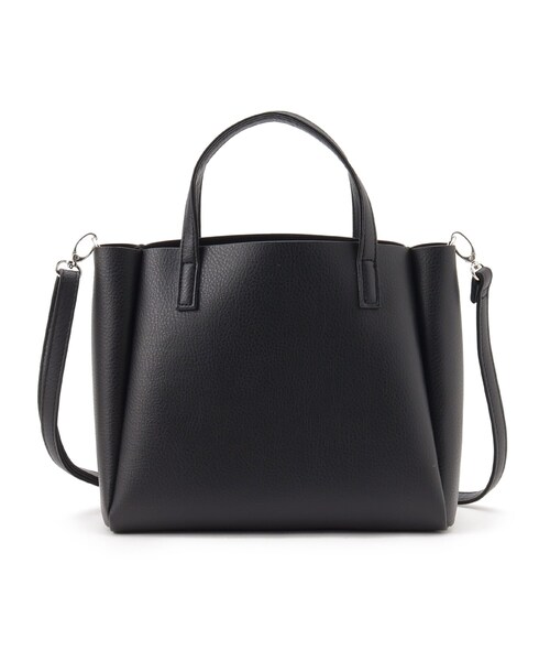 SHOO・LA・RUE（シューラルー）の「◆【通勤/セレモニー/2WAY】一枚革風ミドルトートバッグ（トートバッグ・レディース・グレー系4/ブラック/ブラウン系・00）」の2枚目の写真