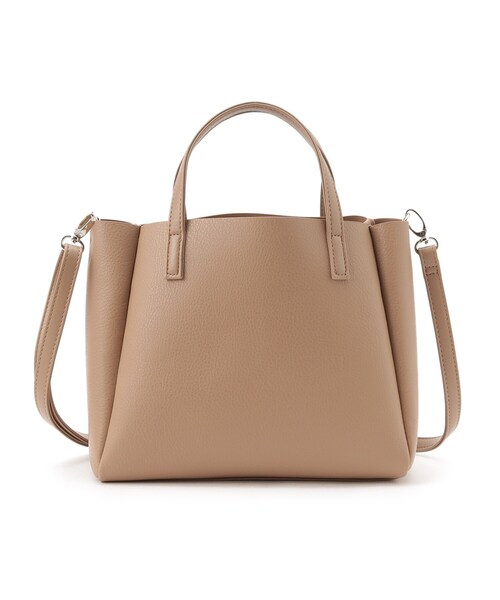 SHOO・LA・RUE（シューラルー）の「◆【通勤/セレモニー/2WAY】一枚革風ミドルトートバッグ（トートバッグ・レディース・グレー系4/ブラック/ブラウン系・00）」の5枚目の写真