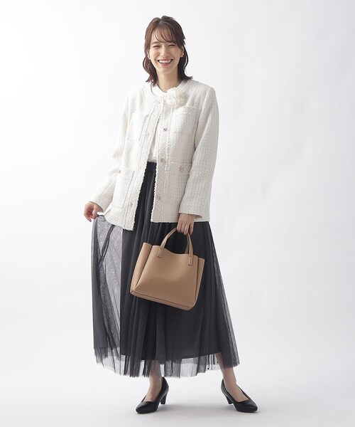 SHOO・LA・RUE（シューラルー）の「◆【通勤/セレモニー/2WAY】一枚革風ミドルトートバッグ（トートバッグ・レディース・グレー系4/ブラック/ブラウン系・00）」の17枚目の写真