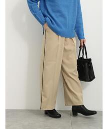 Samansa Mos2 blue | ◎サイドラインワイドパンツ(その他パンツ)