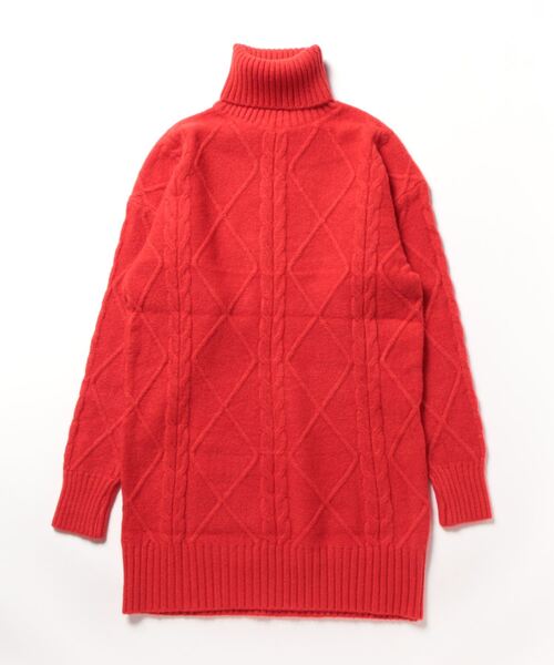 aimoha（アイモハ）の「ケーブルニットミニ丈ワンピース（ワンピース・レディース・レッド/ブラック/オフホワイト・FREE）」の5枚目の写真