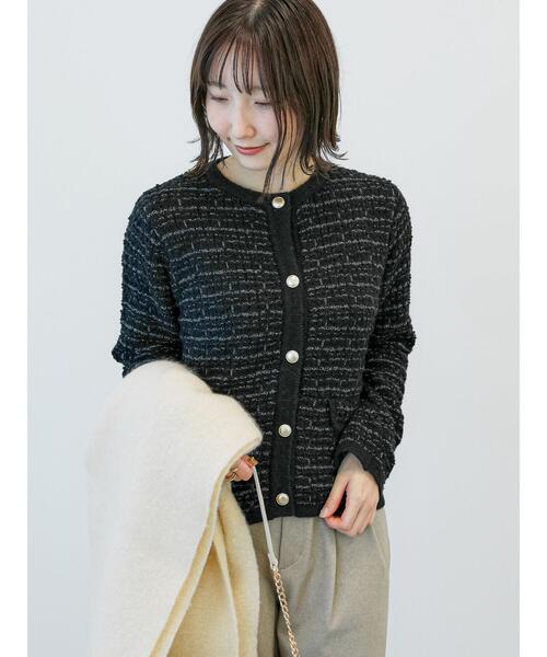 Te chichi TERRASSE（テチチテラス）の「ツイードニットジャケット（カーディガン/ボレロ・レディース・ブルー/グレー/ブラック・F）」の2枚目の写真