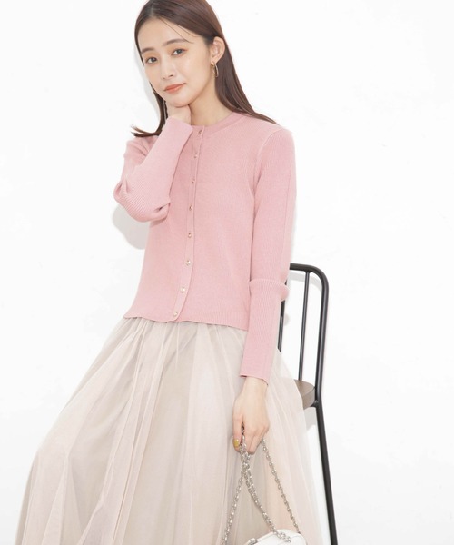 NANO universe（ナノユニバース）の「椿オイル加工リブカーディガン（カーディガン/ボレロ・レディース・ピンク/ライム/オフホワイト/ブラック・M/S）」の15枚目の写真