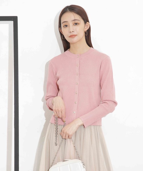 NANO universe（ナノユニバース）の「椿オイル加工リブカーディガン（カーディガン/ボレロ・レディース・ピンク/ライム/オフホワイト/ブラック・M/S）」の16枚目の写真